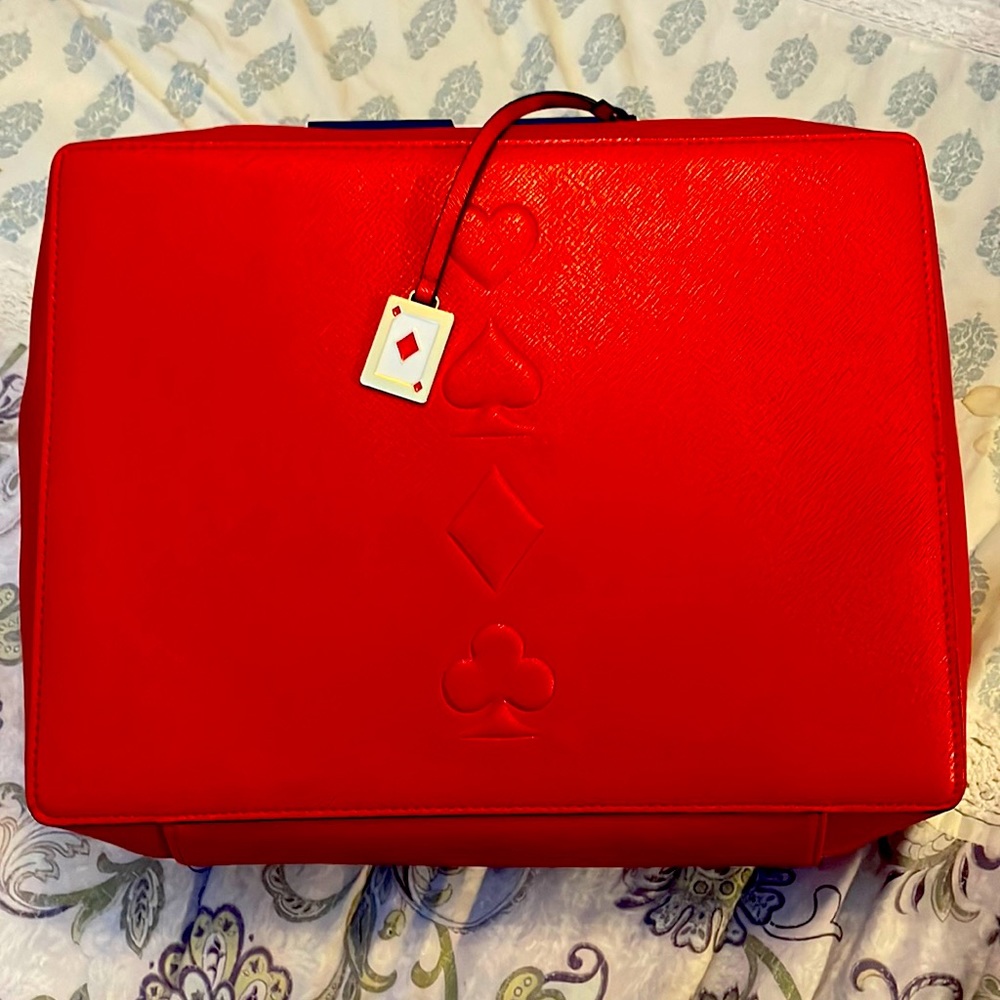 Y2K Estee Lauder Red Makeup Cosmetic Bag Travel Case Faux Leather NEW